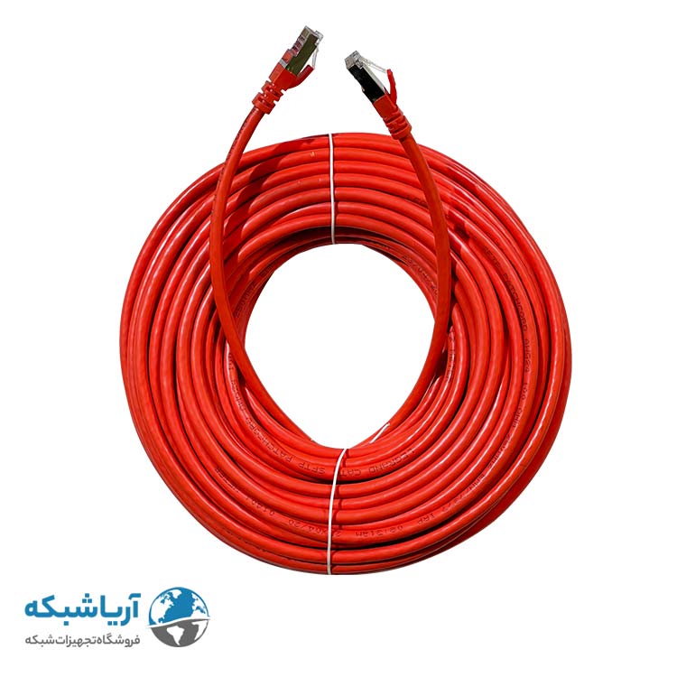 پچ کورد شبکه لگراند (کابل لن) Cat6 SFTP با روکش PVC قرمز 25 متری