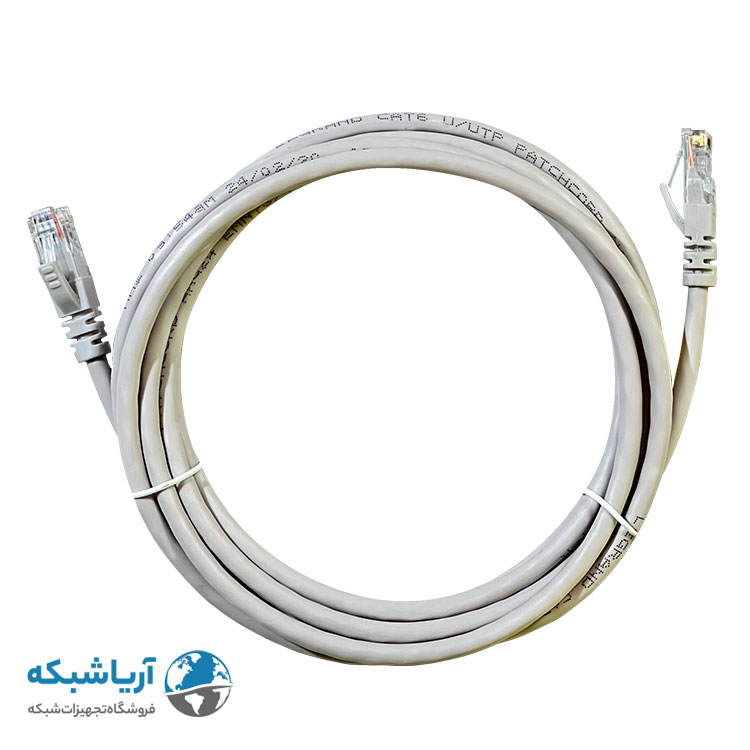پچ کورد شبکه لگراند (کابل لن) Cat6 UTP با روکش PVC طوسی 3 متری