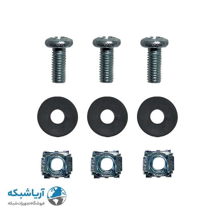 پیچ و مهره رک گژنات کروم و واشر بسته 50 عددی ونتولینک