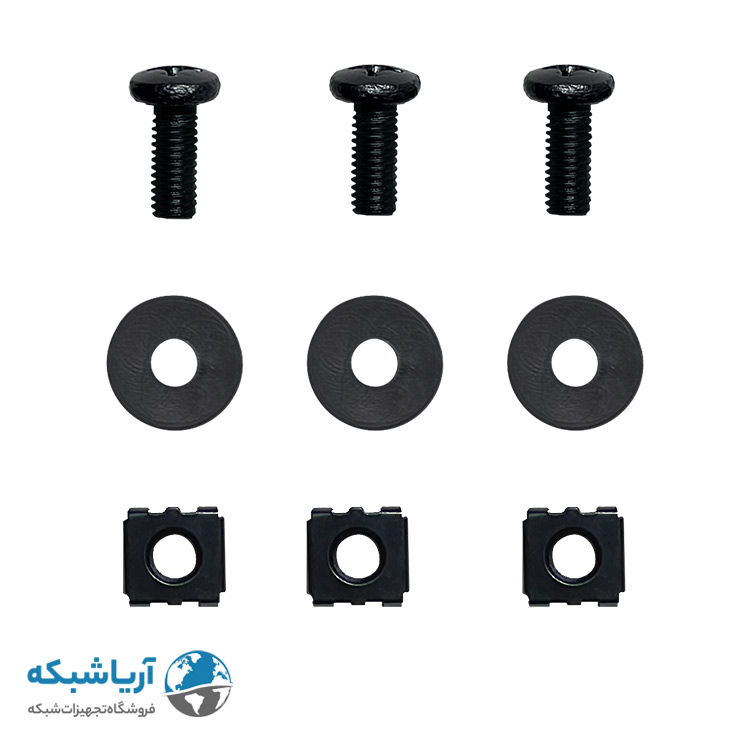 پیچ و مهره رک گژنات مشکی و واشر بسته 50 عددی ونتولینک