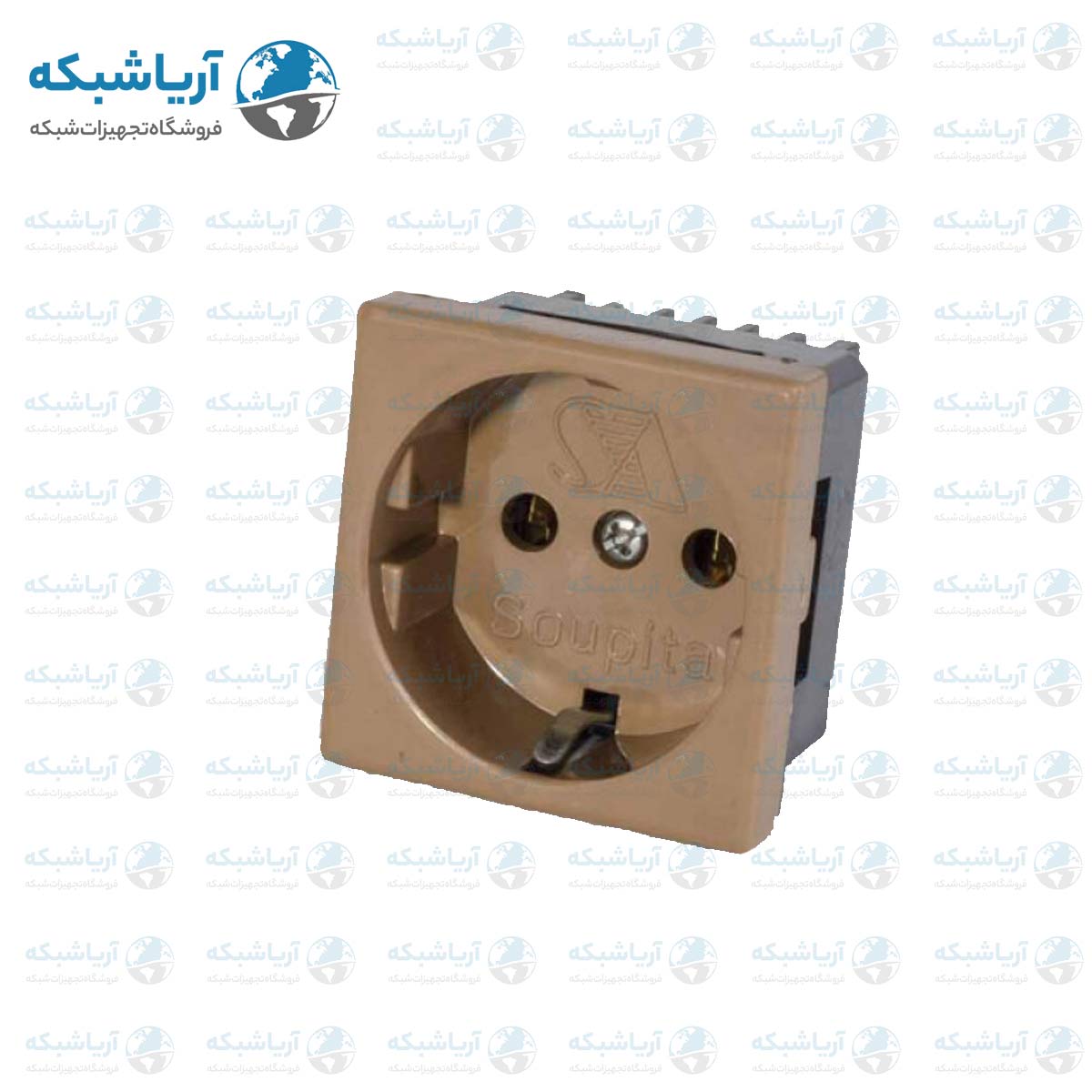 خرید پریز برق سوپیتا قهوه‌ای طرح چوب